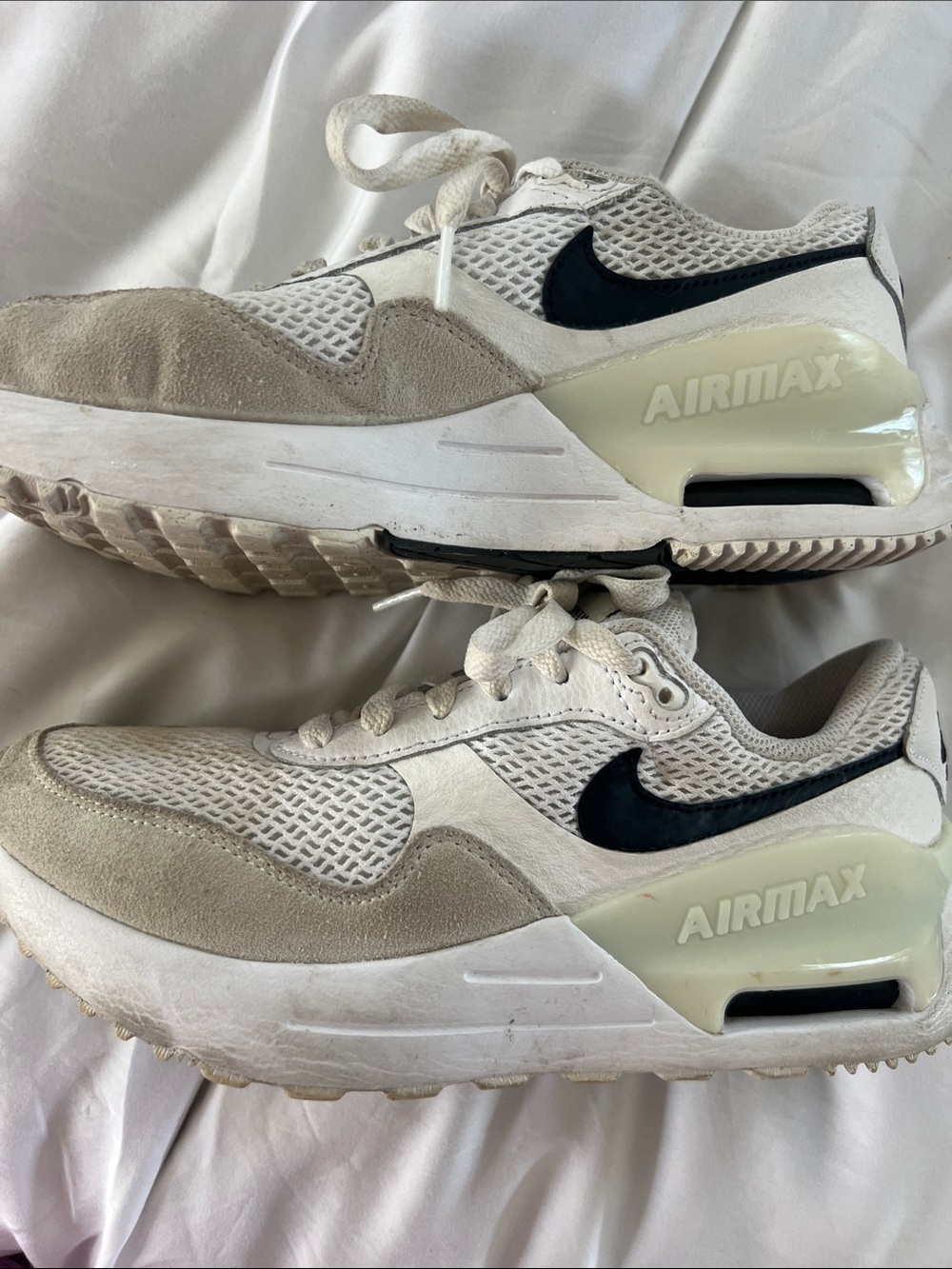 Nike AirMax Women’s White and Tan Mesh Sneakers